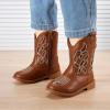 imageBMCiTYBM Toddler Girls Cowboy Cowgirl Boots Little Kids Pointed Toe Western Boots Mid Calf Side Zipper Riding Shoes for All Seasons ToddlerLittle KidAbrown