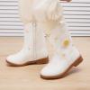 imageBMCiTYBM Toddler Girls Cowboy Cowgirl Boots Little Kids Pointed Toe Western Boots Mid Calf Side Zipper Riding Shoes for All Seasons ToddlerLittle KidDwhite