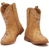 imageBMCiTYBM Toddler Girls Cowboy Cowgirl Boots Little Kids Pointed Toe Western Boots Mid Calf Side Zipper Riding Shoes for All Seasons ToddlerLittle KidFcamel