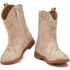 imageBMCiTYBM Toddler Girls Cowboy Cowgirl Boots Little Kids Pointed Toe Western Boots Mid Calf Side Zipper Riding Shoes for All Seasons ToddlerLittle KidFbeige