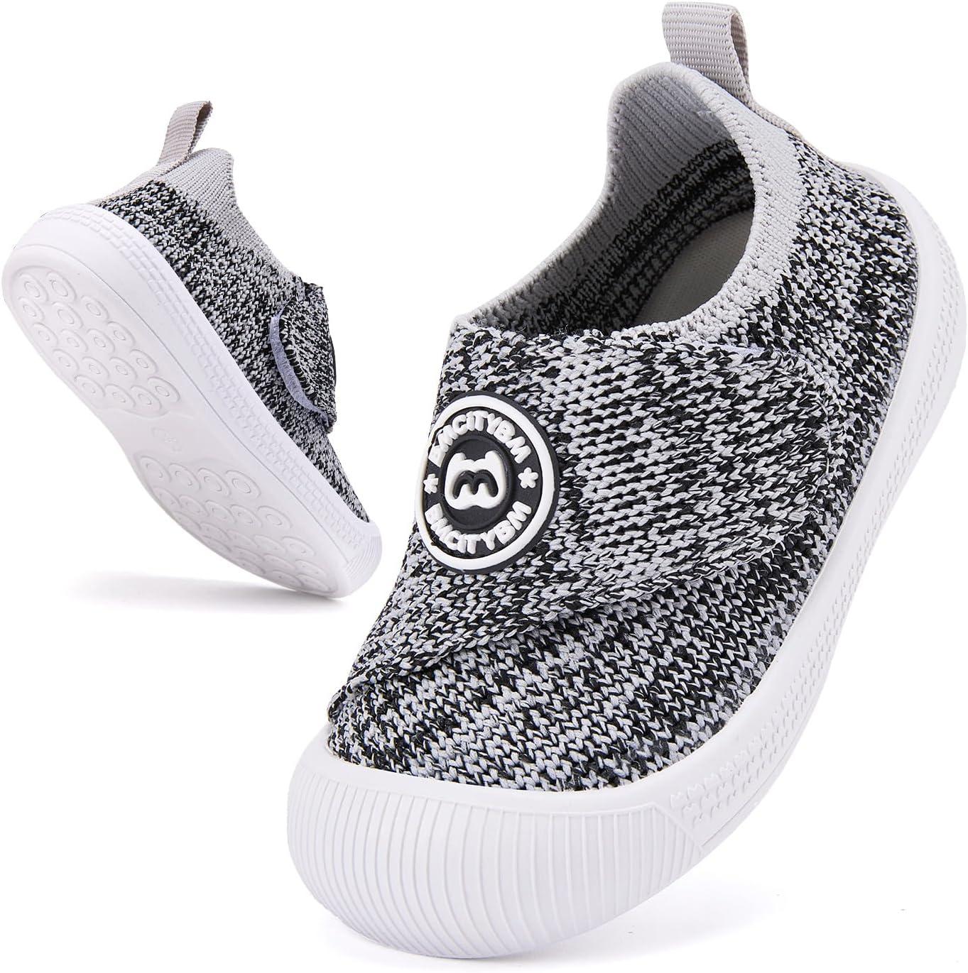 imageBMCiTYBM Baby Shoes Infant Boy Girl First Walker Shoes Toddler Walking Shoes Lightweight NonSlip Sneakers for 6 9 12 18 24 MonthsA2black Grey
