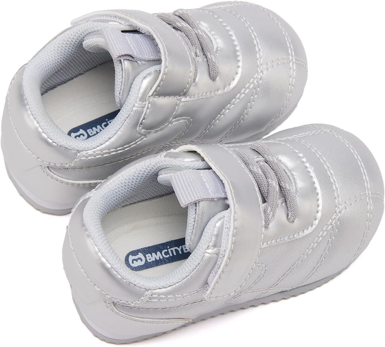 imageBMCiTYBM Baby Shoes Infant Boy Girl First Walker Shoes Toddler Walking Shoes Lightweight NonSlip Sneakers for 6 9 12 18 24 MonthsB1silver
