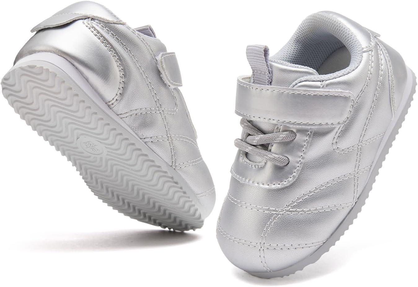 imageBMCiTYBM Baby Shoes Infant Boy Girl First Walker Shoes Toddler Walking Shoes Lightweight NonSlip Sneakers for 6 9 12 18 24 MonthsB1silver