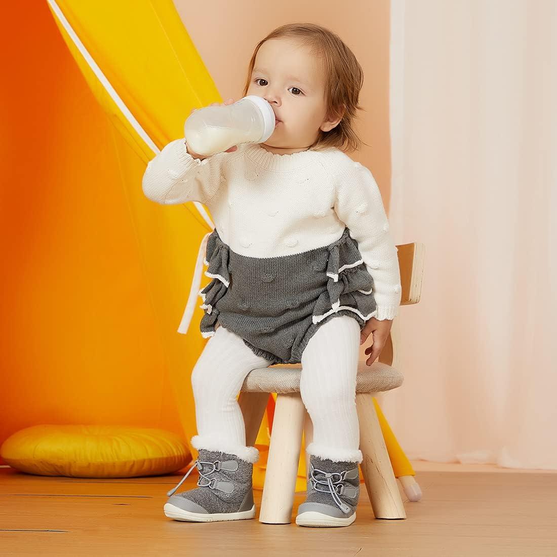 imageBMCiTYBM Toddler Baby Snow Boots Winter Shoes Boys Girls Cold Weather Baby Faux Fur Shoes1grey
