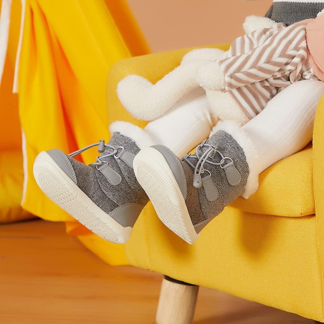 imageBMCiTYBM Toddler Baby Snow Boots Winter Shoes Boys Girls Cold Weather Baby Faux Fur Shoes1grey