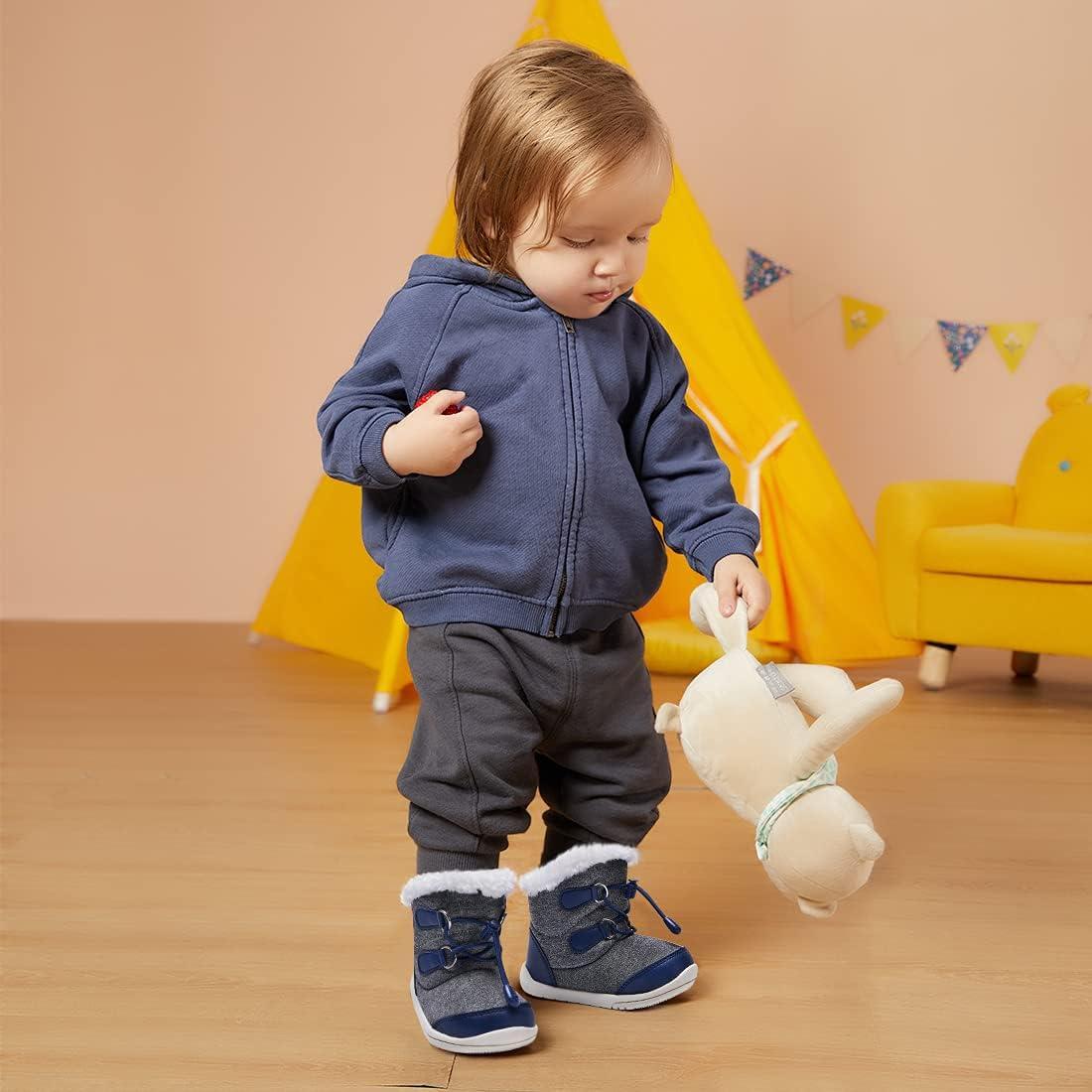 imageBMCiTYBM Toddler Baby Snow Boots Winter Shoes Boys Girls Cold Weather Baby Faux Fur Shoes1navy