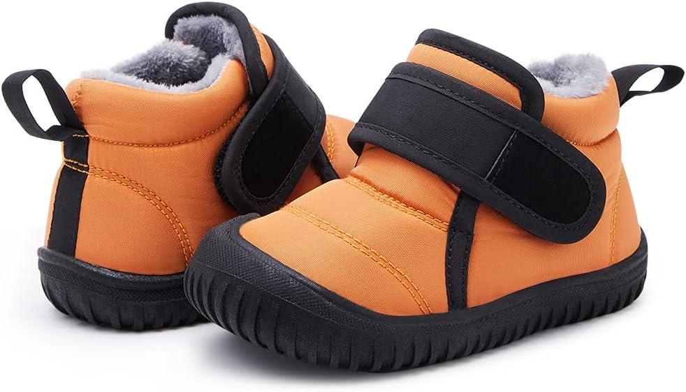imageBMCiTYBM Toddler Baby Snow Boots Winter Shoes Boys Girls Cold Weather Baby Faux Fur Shoes2orange
