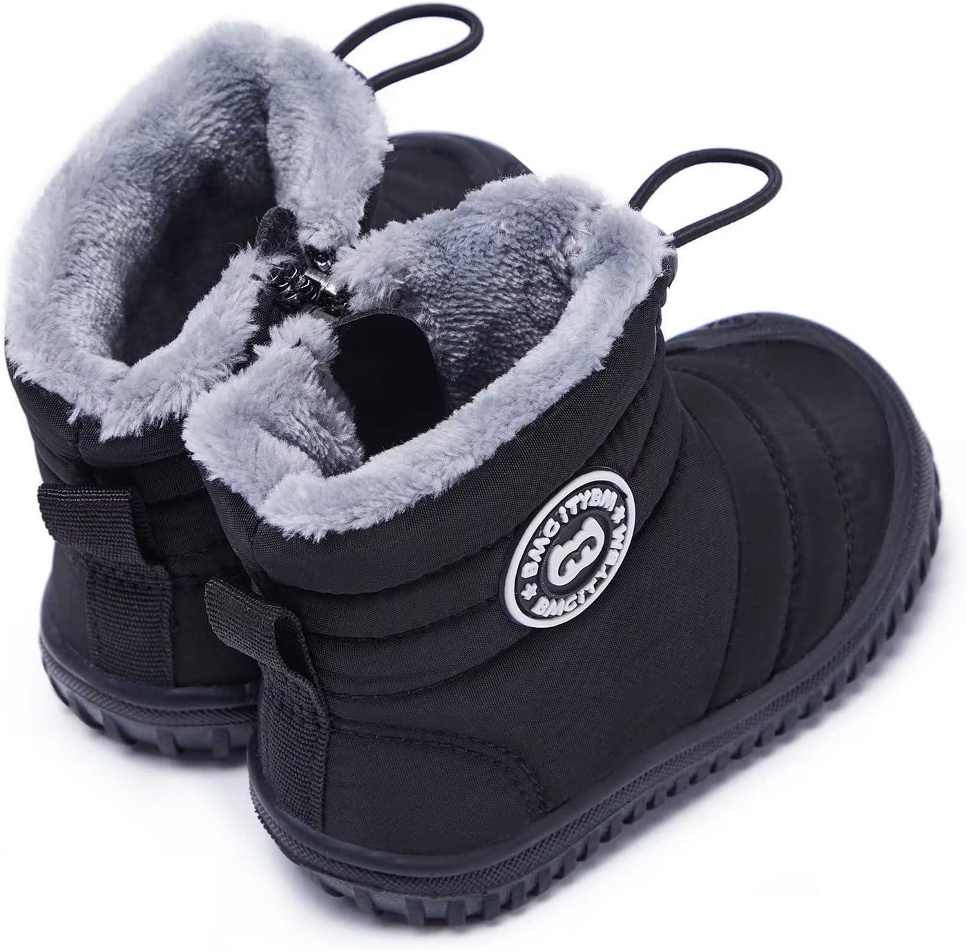 imageBMCiTYBM Toddler Baby Snow Boots Winter Shoes Boys Girls Cold Weather Baby Faux Fur ShoesDark Black
