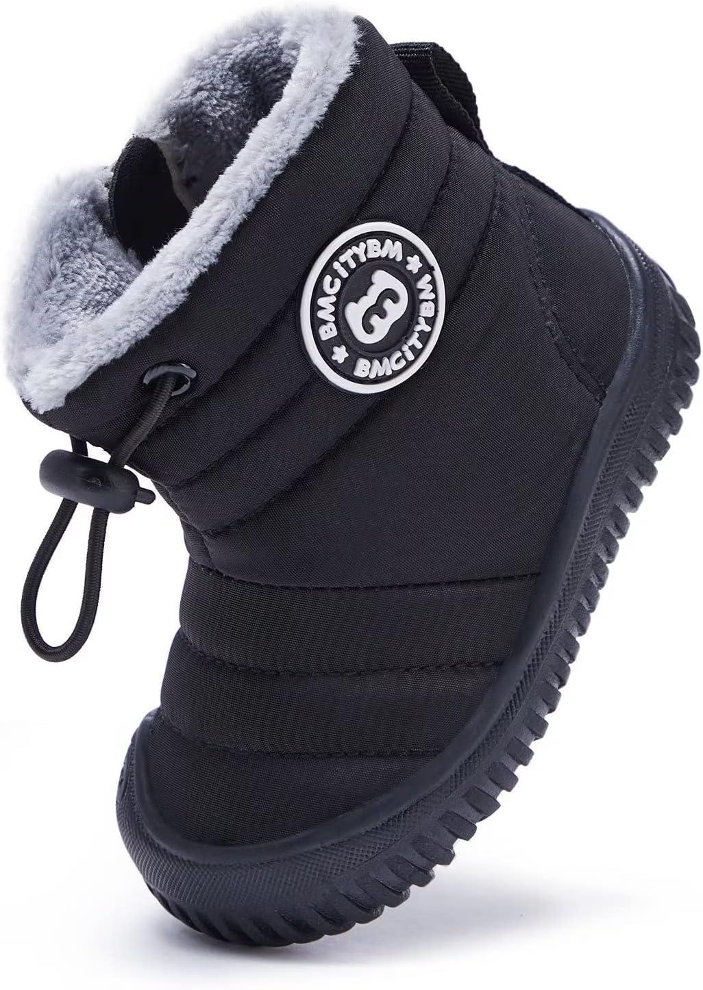 imageBMCiTYBM Toddler Baby Snow Boots Winter Shoes Boys Girls Cold Weather Baby Faux Fur ShoesDark Black