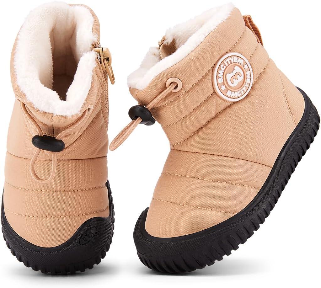 imageBMCiTYBM Toddler Baby Snow Boots Winter Shoes Boys Girls Cold Weather Baby Faux Fur ShoesDark Camel