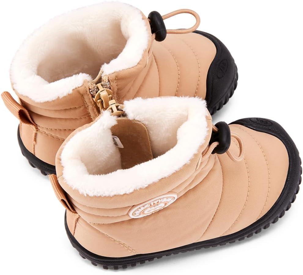 imageBMCiTYBM Toddler Baby Snow Boots Winter Shoes Boys Girls Cold Weather Baby Faux Fur ShoesDark Camel