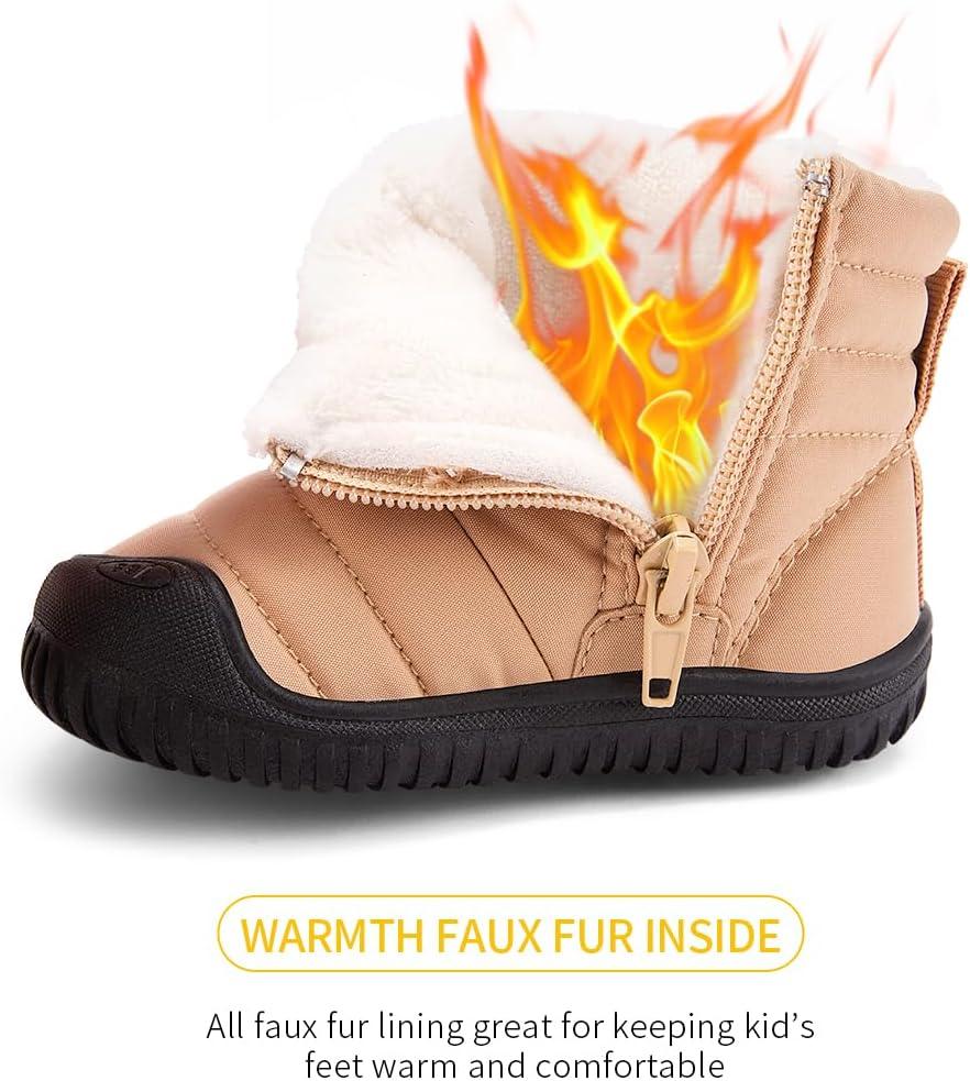 imageBMCiTYBM Toddler Baby Snow Boots Winter Shoes Boys Girls Cold Weather Baby Faux Fur ShoesDark Camel