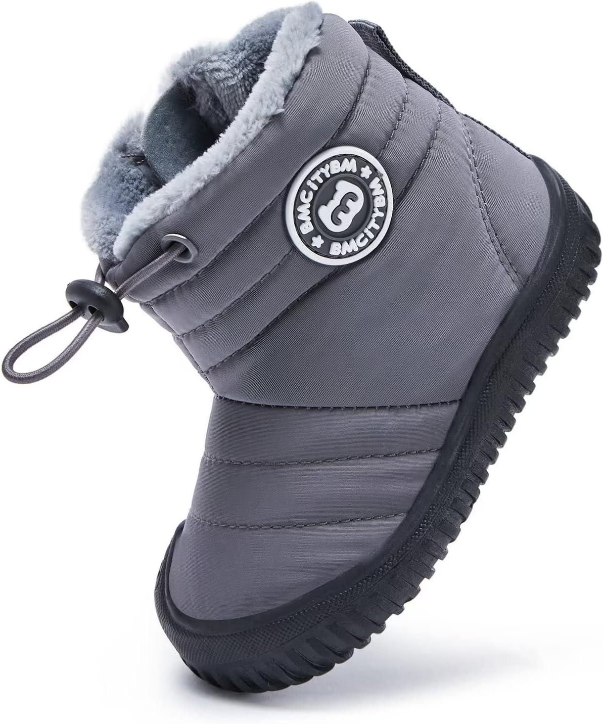 imageBMCiTYBM Toddler Baby Snow Boots Winter Shoes Boys Girls Cold Weather Baby Faux Fur ShoesDark Grey