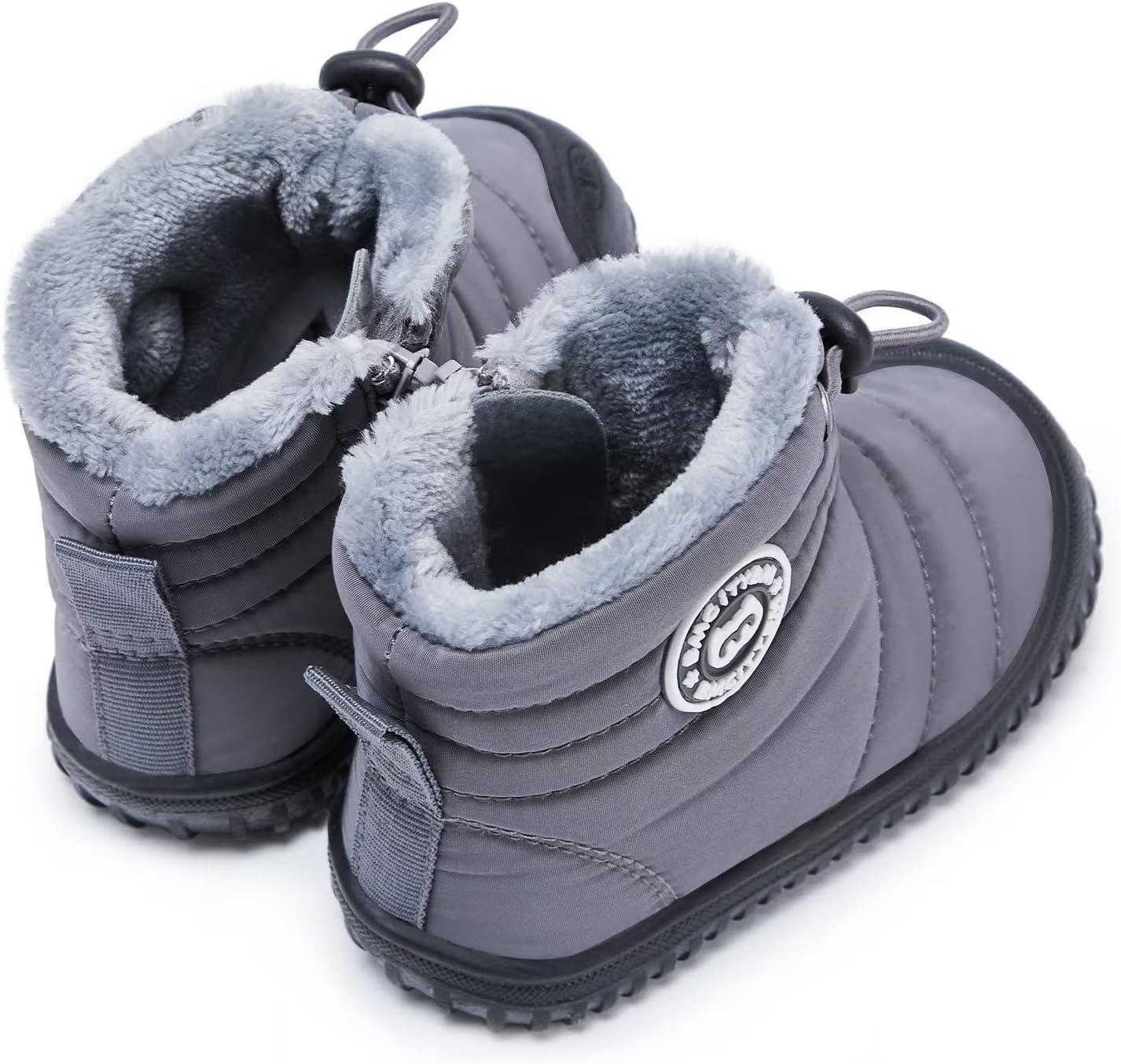imageBMCiTYBM Toddler Baby Snow Boots Winter Shoes Boys Girls Cold Weather Baby Faux Fur ShoesDark Grey