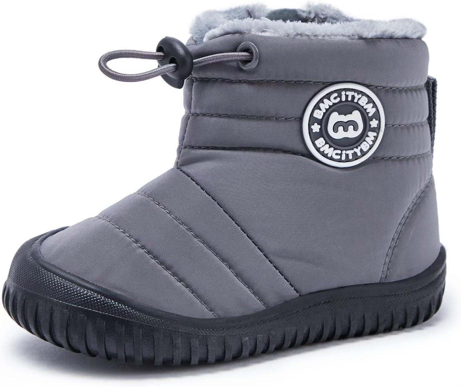 imageBMCiTYBM Toddler Baby Snow Boots Winter Shoes Boys Girls Cold Weather Baby Faux Fur ShoesDark Grey