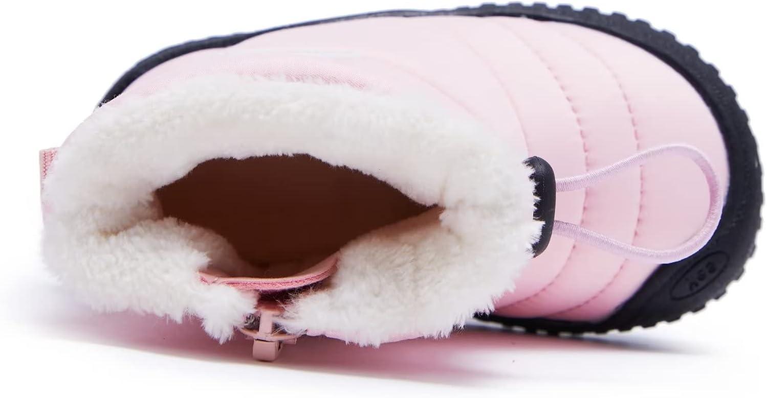 imageBMCiTYBM Toddler Baby Snow Boots Winter Shoes Boys Girls Cold Weather Baby Faux Fur ShoesDark Pink
