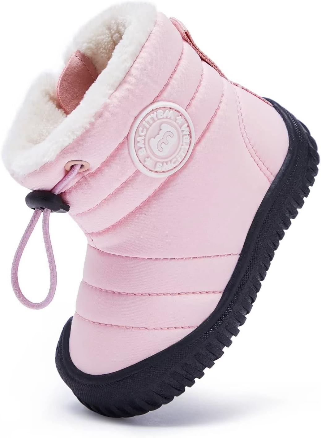 imageBMCiTYBM Toddler Baby Snow Boots Winter Shoes Boys Girls Cold Weather Baby Faux Fur ShoesDark Pink