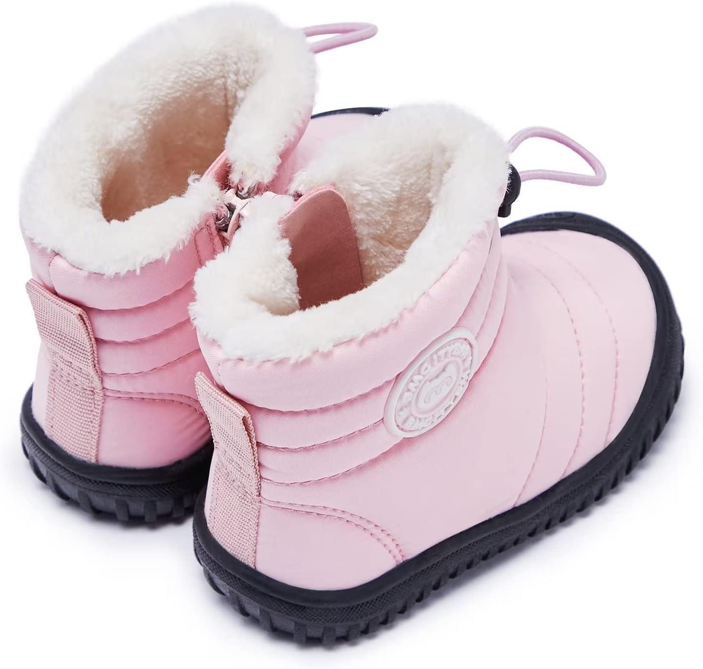 imageBMCiTYBM Toddler Baby Snow Boots Winter Shoes Boys Girls Cold Weather Baby Faux Fur ShoesDark Pink