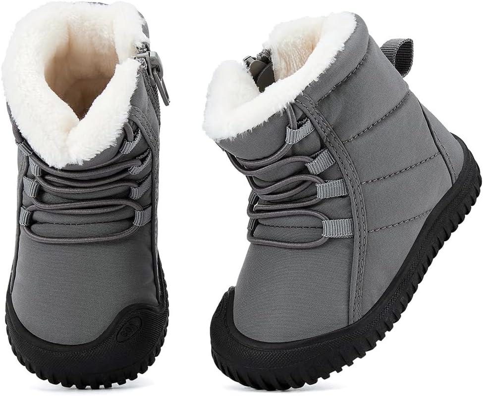 imageBMCiTYBM Toddler Baby Snow Boots Winter Shoes Boys Girls Cold Weather Baby Faux Fur ShoesKgrey