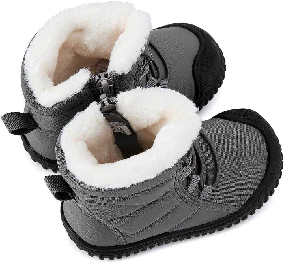 imageBMCiTYBM Toddler Baby Snow Boots Winter Shoes Boys Girls Cold Weather Baby Faux Fur ShoesKgrey