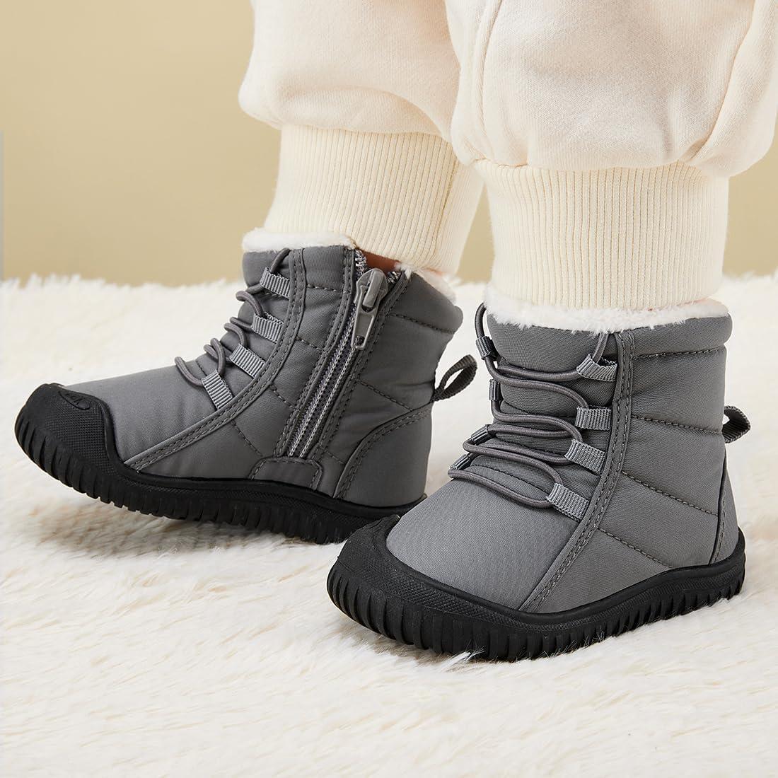 imageBMCiTYBM Toddler Baby Snow Boots Winter Shoes Boys Girls Cold Weather Baby Faux Fur ShoesKgrey