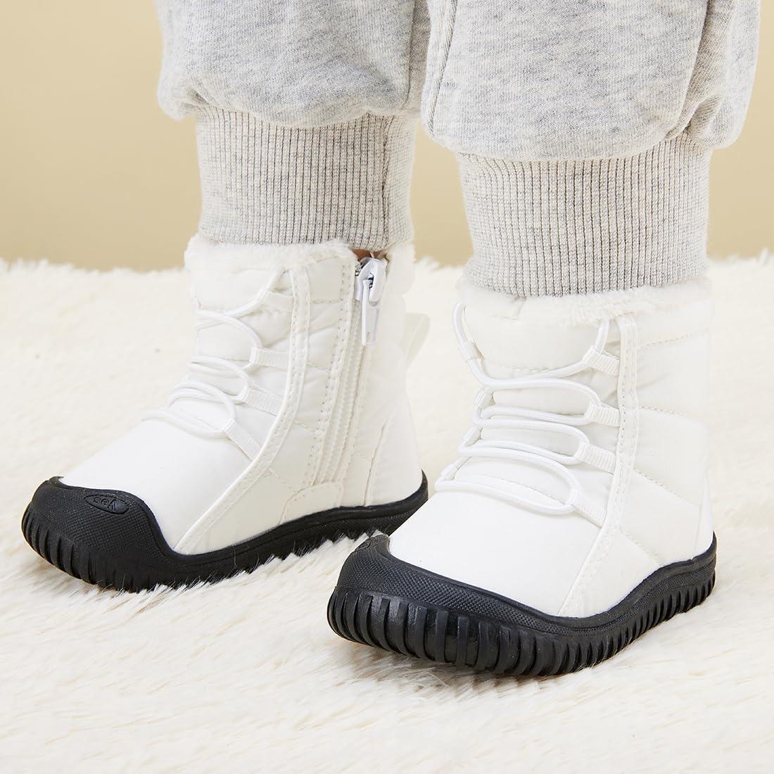 imageBMCiTYBM Toddler Baby Snow Boots Winter Shoes Boys Girls Cold Weather Baby Faux Fur ShoesKwhite