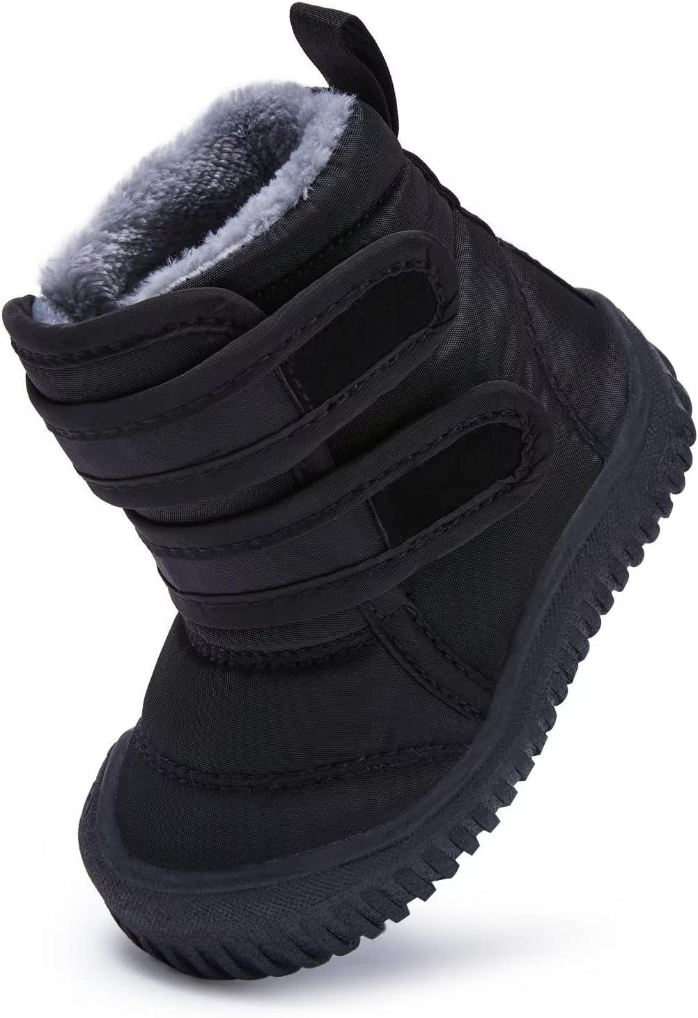imageBMCiTYBM Toddler Baby Snow Boots Winter Shoes Boys Girls Cold Weather Baby Faux Fur ShoesTwo Strap Black