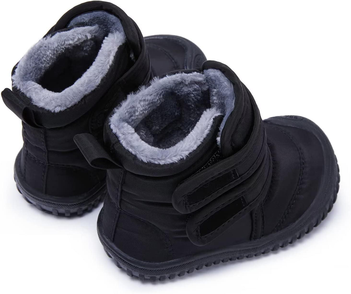 imageBMCiTYBM Toddler Baby Snow Boots Winter Shoes Boys Girls Cold Weather Baby Faux Fur ShoesTwo Strap Black