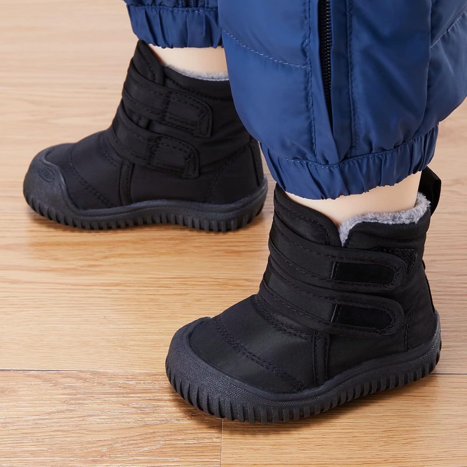 imageBMCiTYBM Toddler Baby Snow Boots Winter Shoes Boys Girls Cold Weather Baby Faux Fur ShoesTwo Strap Black