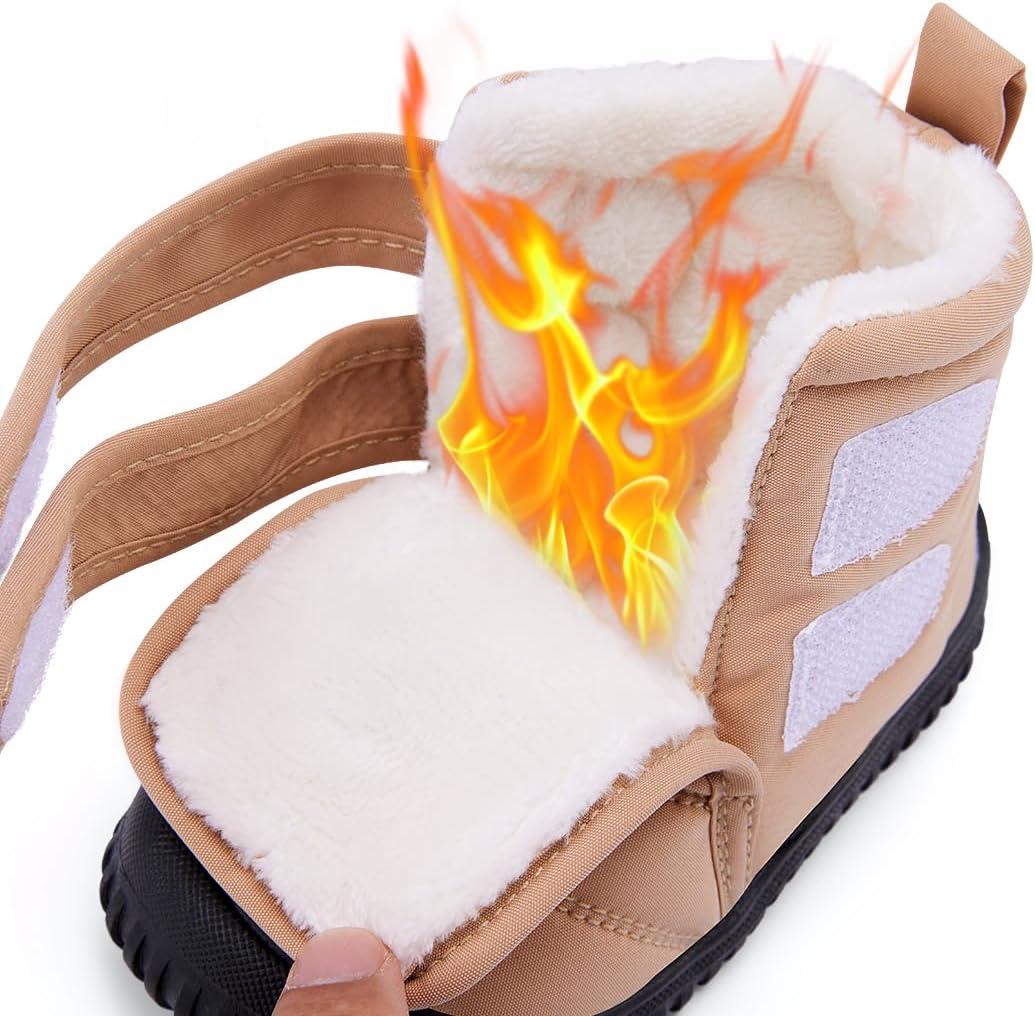 imageBMCiTYBM Toddler Baby Snow Boots Winter Shoes Boys Girls Cold Weather Baby Faux Fur ShoesTwo Strap Camel