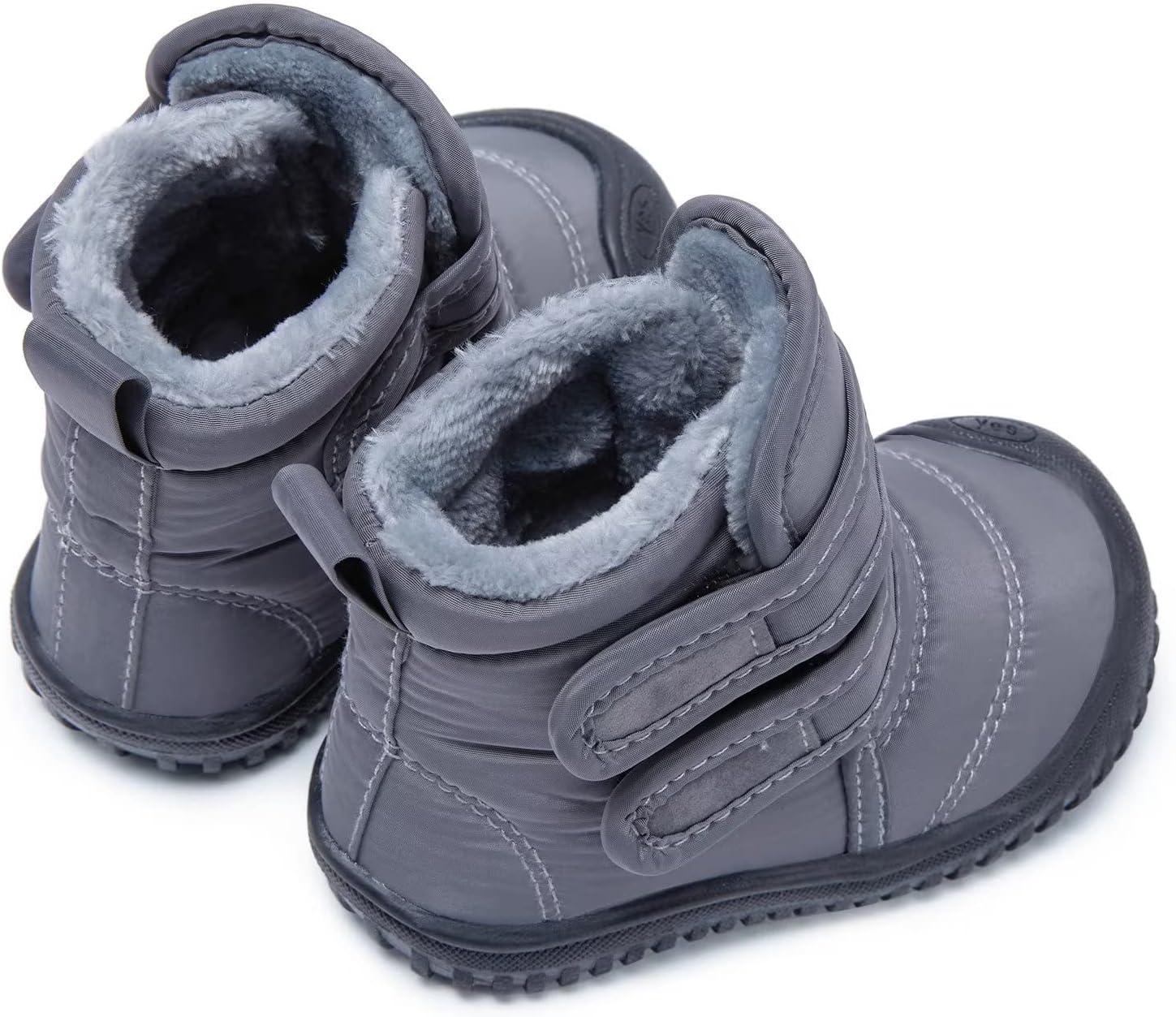 imageBMCiTYBM Toddler Baby Snow Boots Winter Shoes Boys Girls Cold Weather Baby Faux Fur ShoesTwo Strap Grey