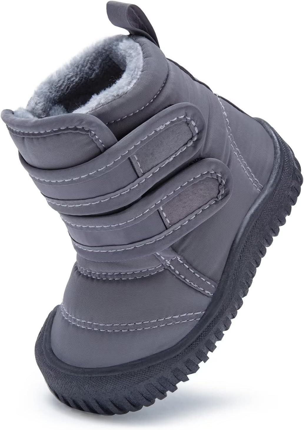 imageBMCiTYBM Toddler Baby Snow Boots Winter Shoes Boys Girls Cold Weather Baby Faux Fur ShoesTwo Strap Grey