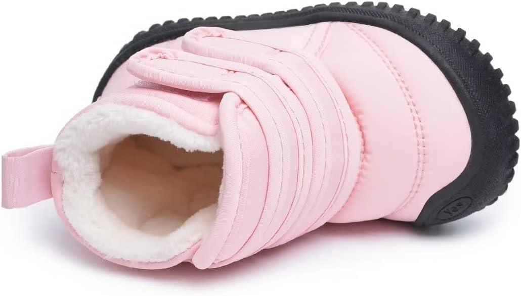 imageBMCiTYBM Toddler Baby Snow Boots Winter Shoes Boys Girls Cold Weather Baby Faux Fur ShoesTwo Strap Pink