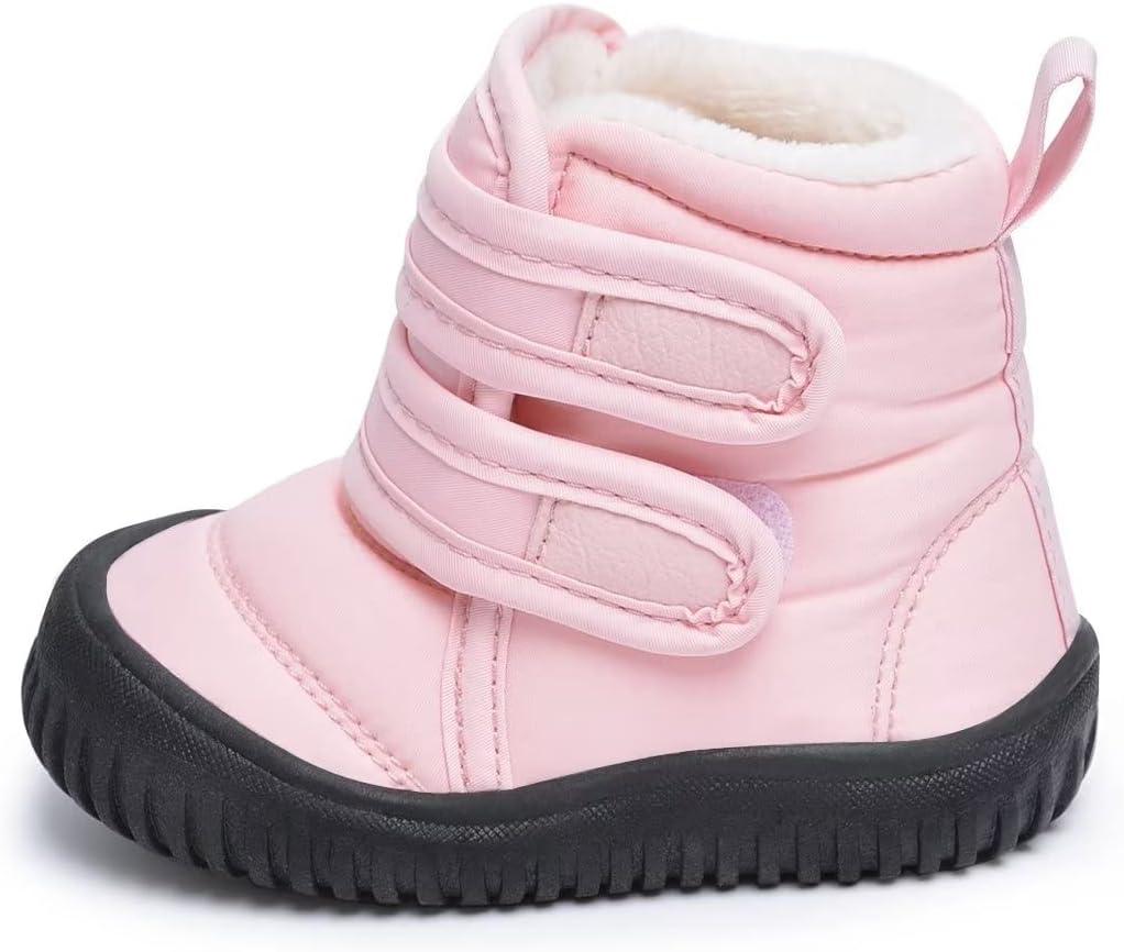 imageBMCiTYBM Toddler Baby Snow Boots Winter Shoes Boys Girls Cold Weather Baby Faux Fur ShoesTwo Strap Pink
