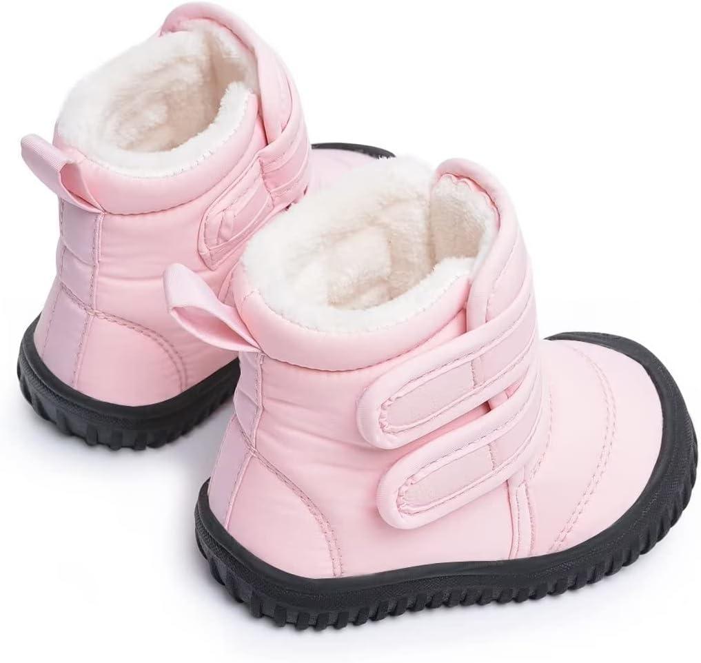 imageBMCiTYBM Toddler Baby Snow Boots Winter Shoes Boys Girls Cold Weather Baby Faux Fur ShoesTwo Strap Pink