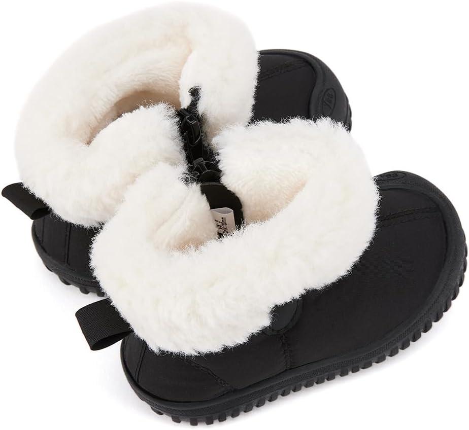 imageBMCiTYBM Toddler Baby Snow Boots Winter Shoes Boys Girls Cold Weather Baby Faux Fur ShoesWhite Black