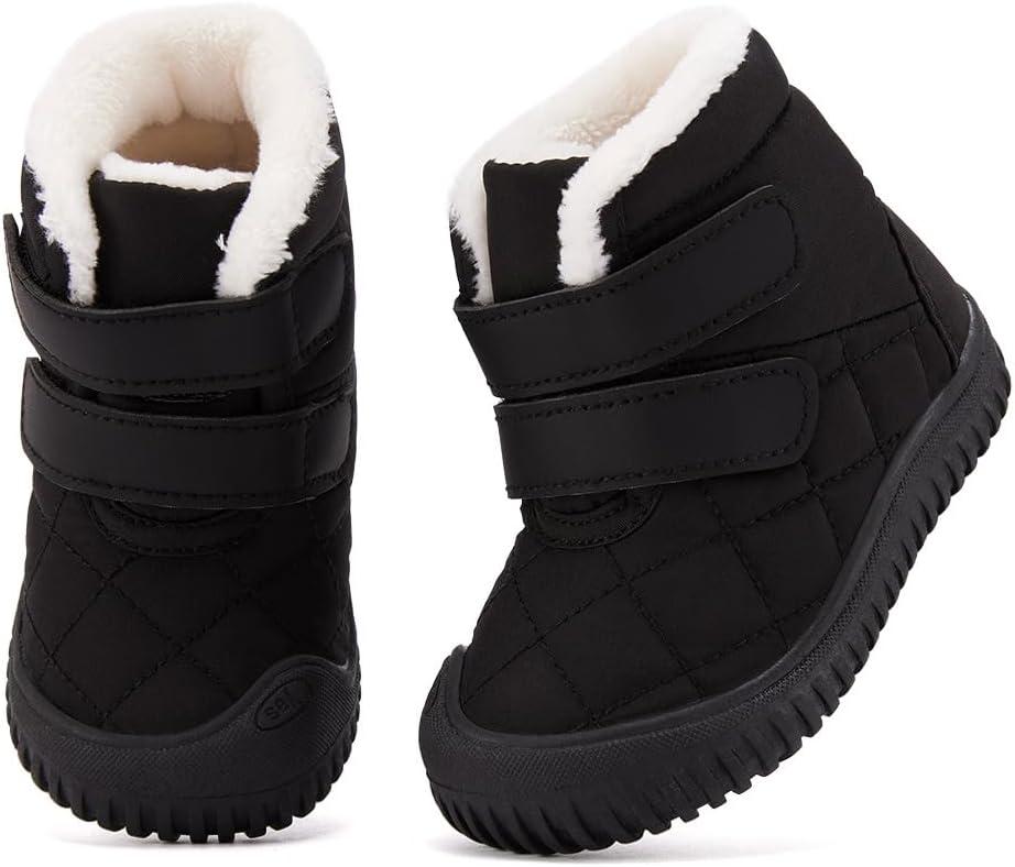 imageBMCiTYBM Toddler Baby Snow Boots Winter Shoes Boys Girls Cold Weather Baby Faux Fur ShoesZip Black