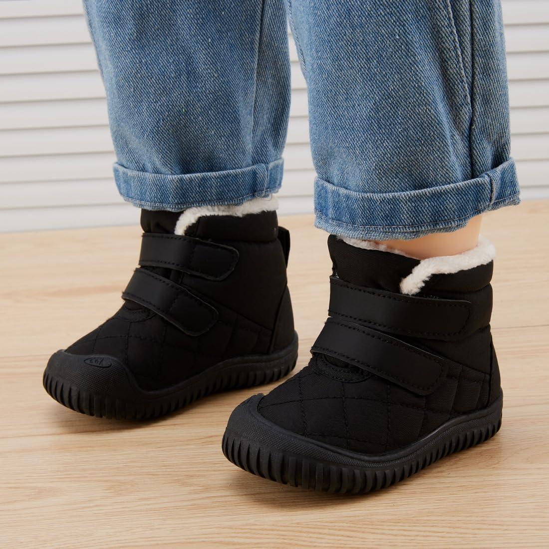 imageBMCiTYBM Toddler Baby Snow Boots Winter Shoes Boys Girls Cold Weather Baby Faux Fur ShoesZip Black