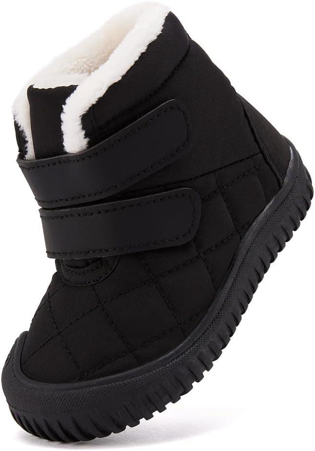 imageBMCiTYBM Toddler Baby Snow Boots Winter Shoes Boys Girls Cold Weather Baby Faux Fur ShoesZip Black