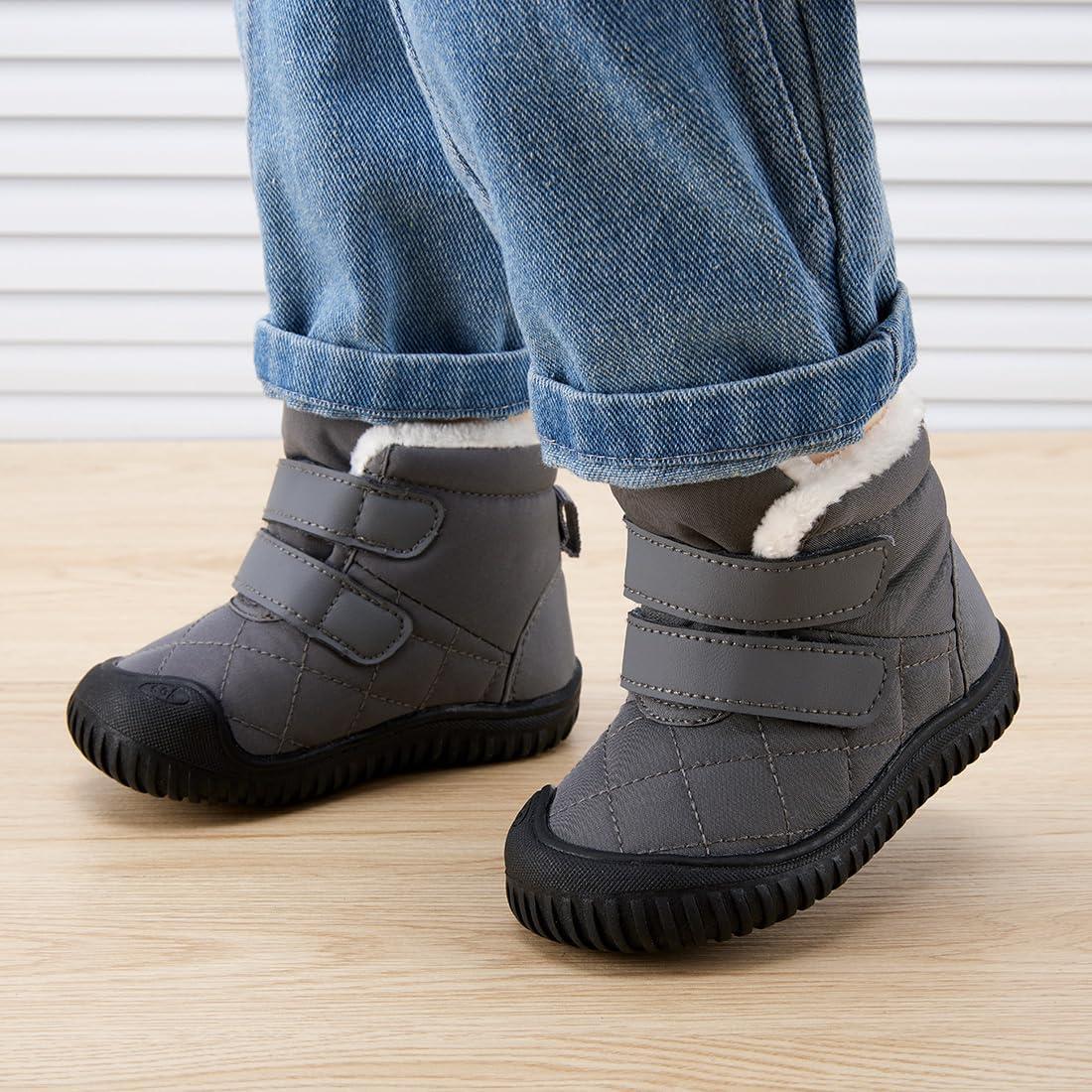 imageBMCiTYBM Toddler Baby Snow Boots Winter Shoes Boys Girls Cold Weather Baby Faux Fur ShoesZip Grey