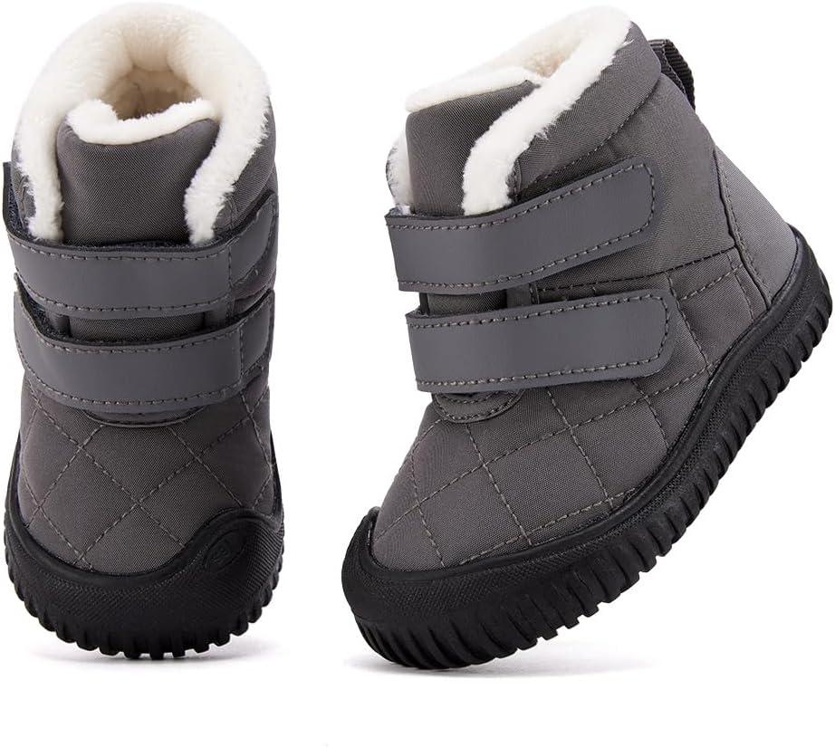 imageBMCiTYBM Toddler Baby Snow Boots Winter Shoes Boys Girls Cold Weather Baby Faux Fur ShoesZip Grey
