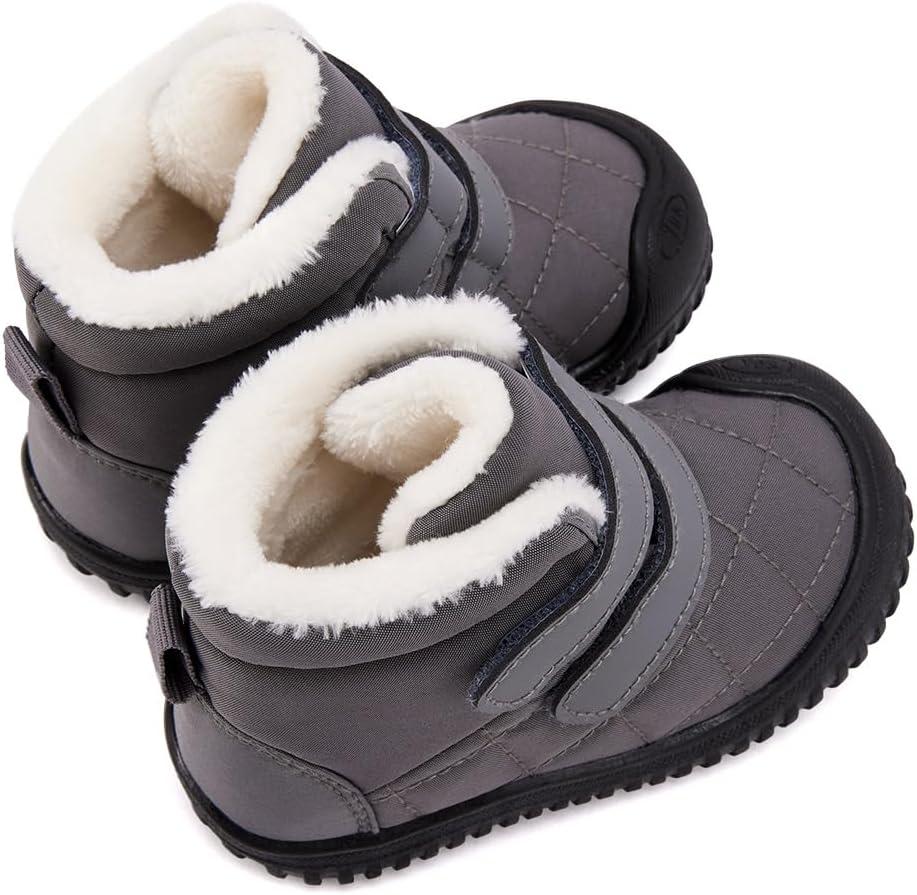imageBMCiTYBM Toddler Baby Snow Boots Winter Shoes Boys Girls Cold Weather Baby Faux Fur ShoesZip Grey