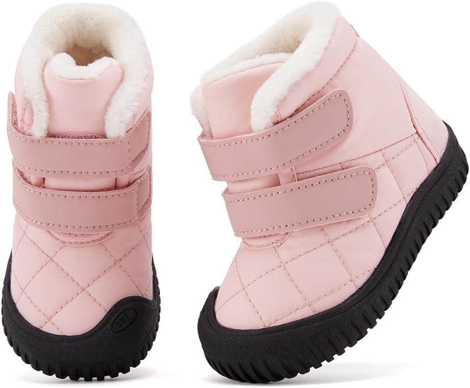 imageBMCiTYBM Toddler Baby Snow Boots Winter Shoes Boys Girls Cold Weather Baby Faux Fur ShoesZip Pink