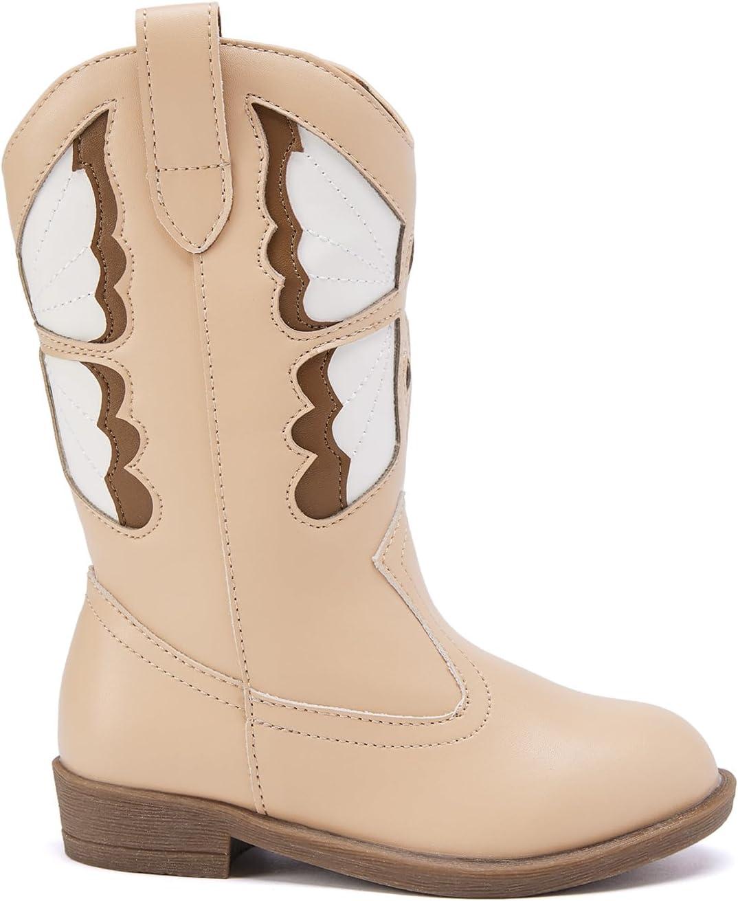 imageBMCiTYBM Toddler Little Girls Cowboy Cowgirl Boots Kids Pointed Toe Western Boots Mid Calf Side Zipper Riding Shoes for All Seasons ToddlerLittle KidA3camel
