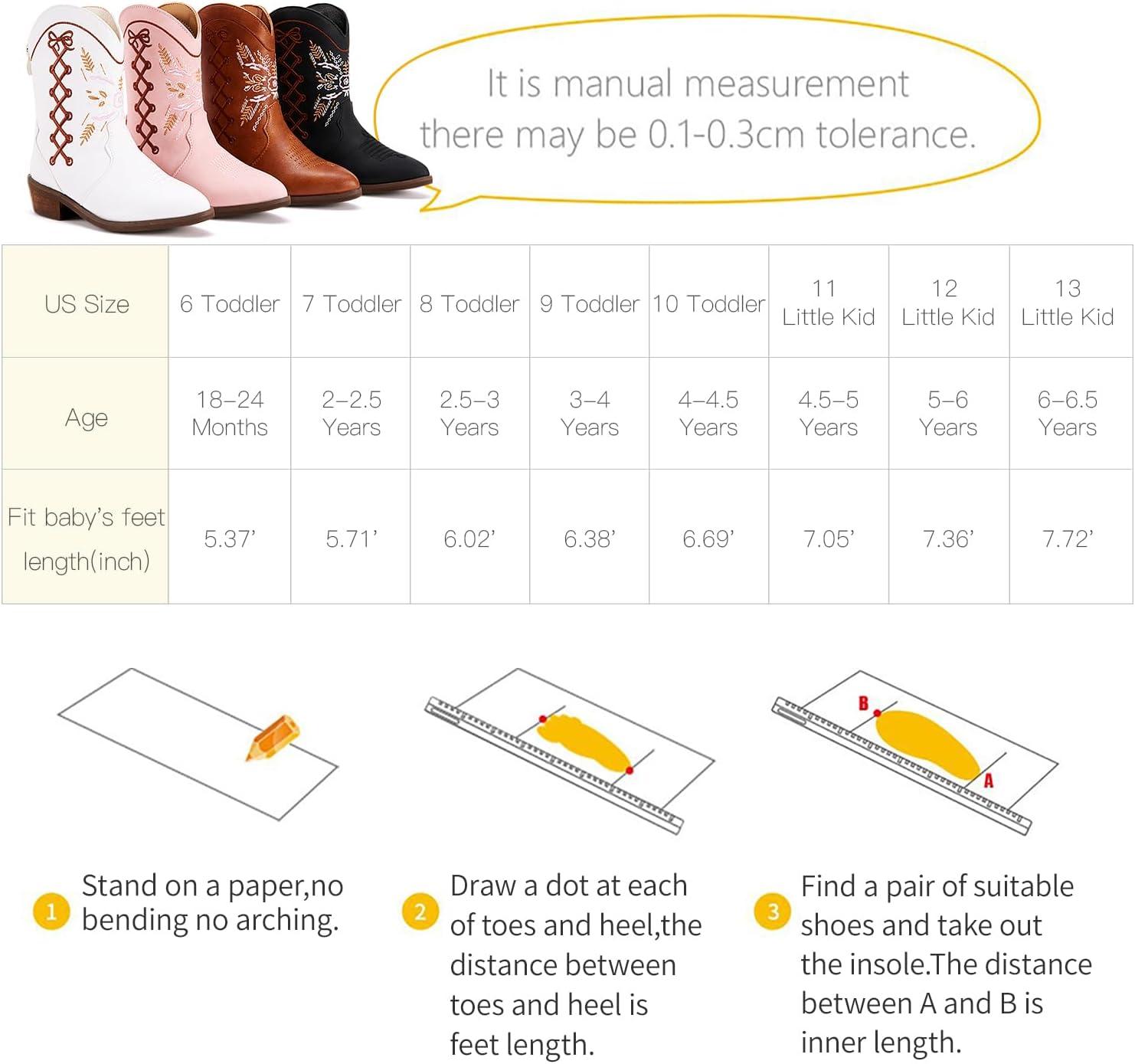 imageBMCiTYBM Toddler Little Girls Cowboy Cowgirl Boots Kids Pointed Toe Western Boots Mid Calf Side Zipper Riding Shoes for All Seasons ToddlerLittle KidBblack