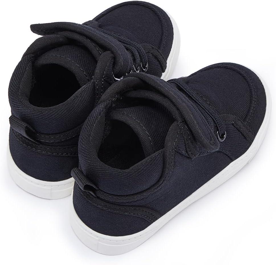 imageToddler Boys Girls Walking Shoes High Top Tennis Canvas SneakersInfantToddlerAblack