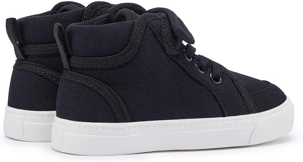 imageToddler Boys Girls Walking Shoes High Top Tennis Canvas SneakersInfantToddlerAblack