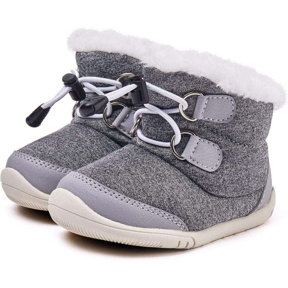imageBMCiTYBM Toddler Baby Snow Boots Winter Shoes Boys Girls Cold Weather Baby Faux Fur Shoes1grey
