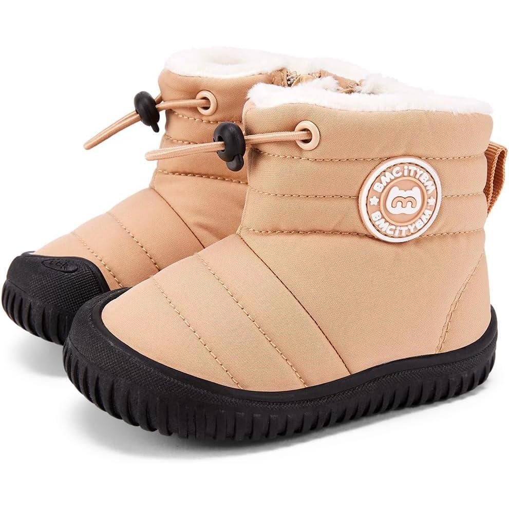 imageBMCiTYBM Toddler Baby Snow Boots Winter Shoes Boys Girls Cold Weather Baby Faux Fur ShoesDark Camel