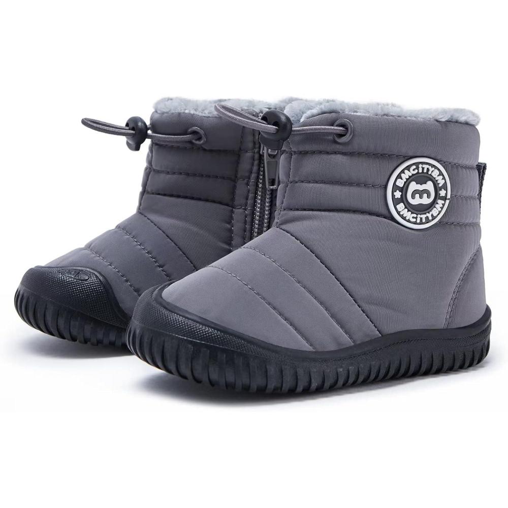 imageBMCiTYBM Toddler Baby Snow Boots Winter Shoes Boys Girls Cold Weather Baby Faux Fur ShoesDark Grey